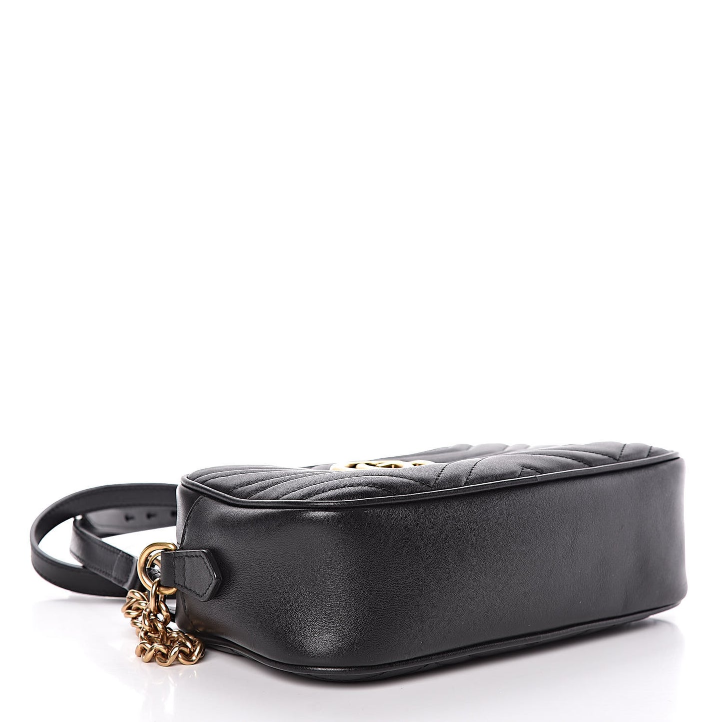 Calfskin Matelasse Small GG Marmont Chain Shoulder Bag Black