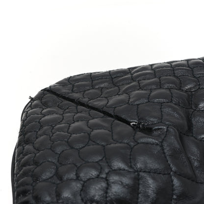 Saint Laurent Glazed Calfskin Crocodile Embossed Tribute Tote Black 12 of 12