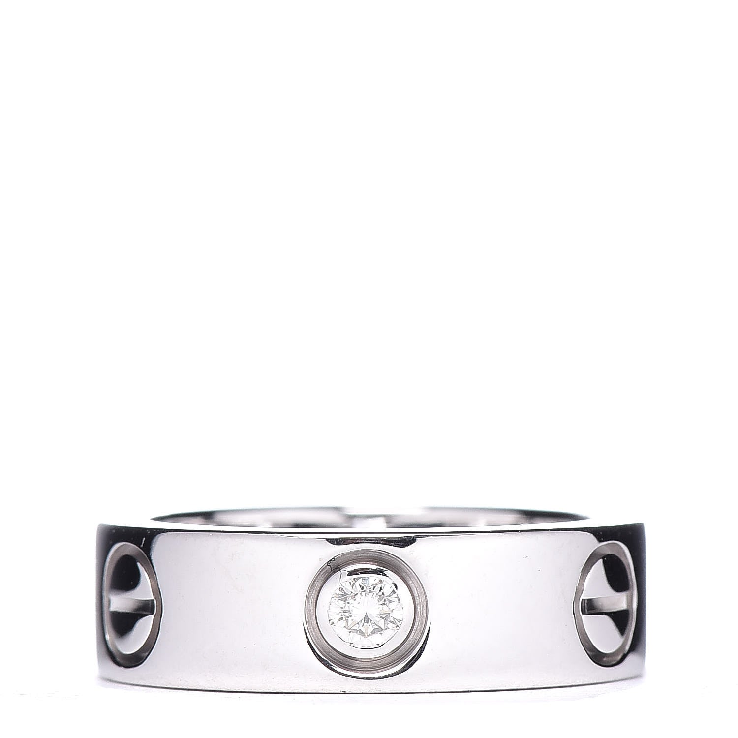 Cartier 18K White Gold 3 Diamond 5.5mm LOVE Ring 47 4 1 of 5