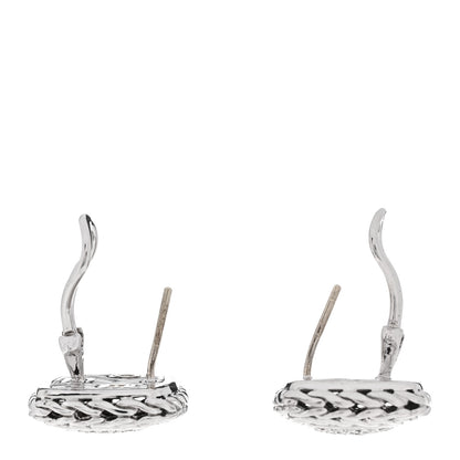 John Hardy Sterling Silver 18K Yellow Gold Diamond Classic Chain Square Earrings 3 of 4