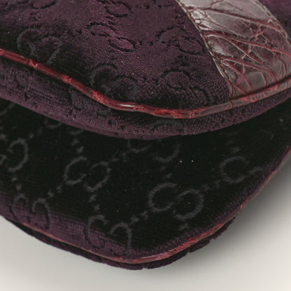 Gucci Velvet Monogram Crocodile Tom Ford Jeweled Dragon Shoulder Bag Purple Pink 8 of 9