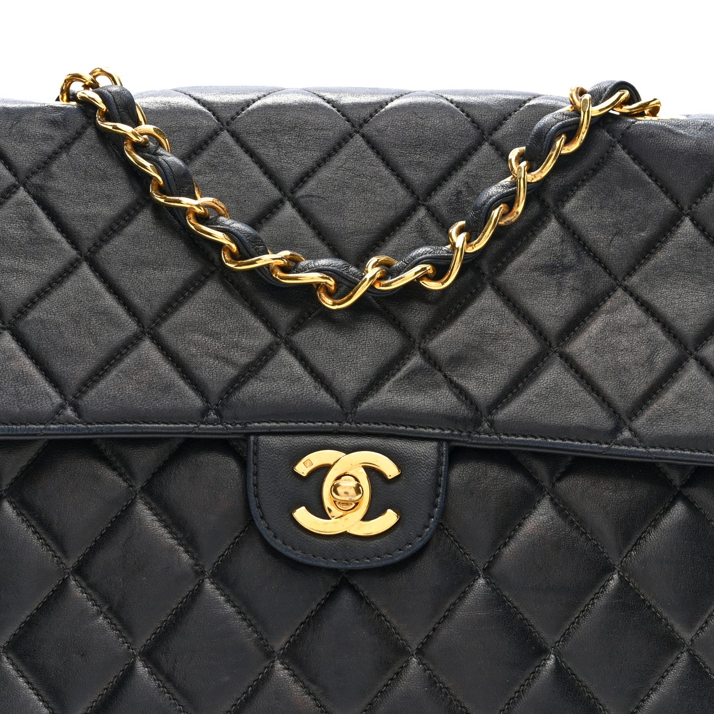 Lambskin Quilted Jumbo Single Flap Black