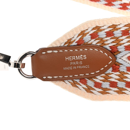 Hermes Toile Swift 50mm Sangle Cavale Shoulder Strap Cornaline White Gold 5 of 6