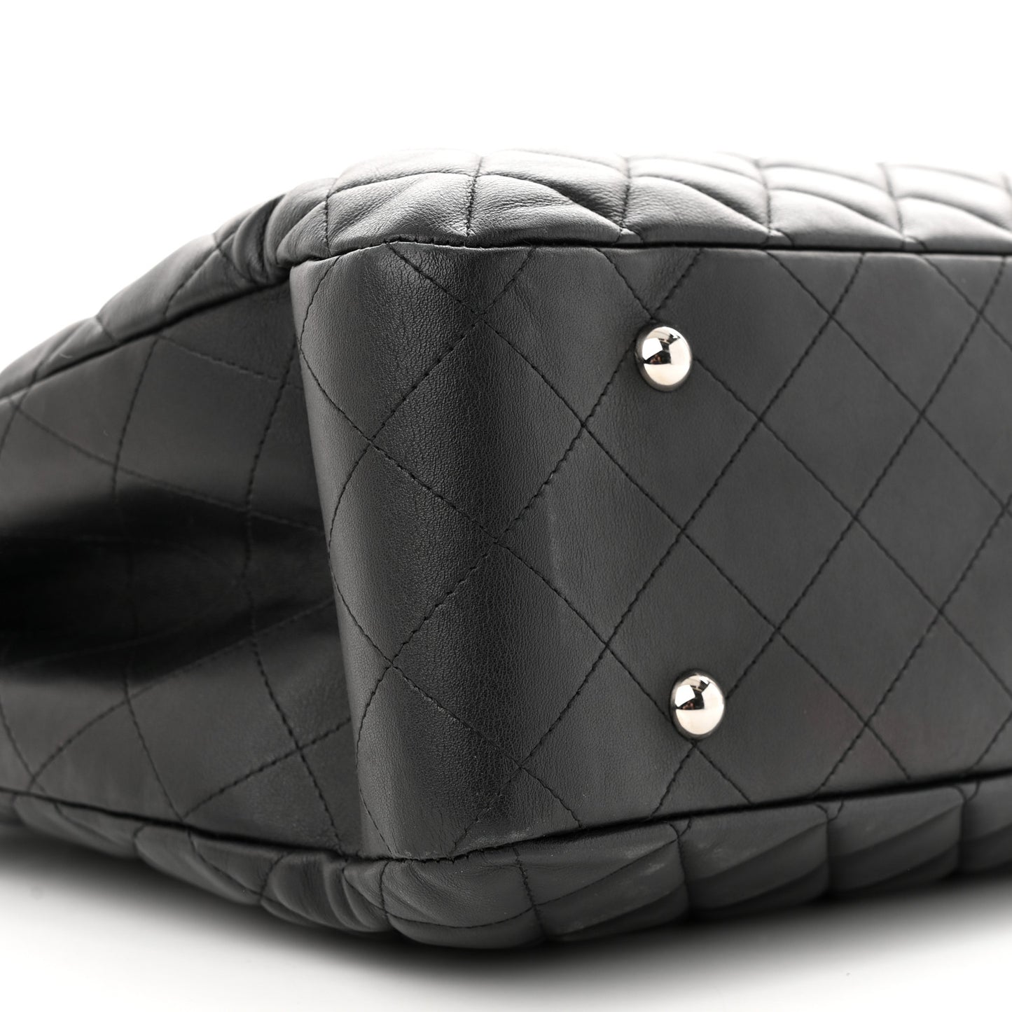 Calfskin Quilted Large Classic Shopping Tote Black