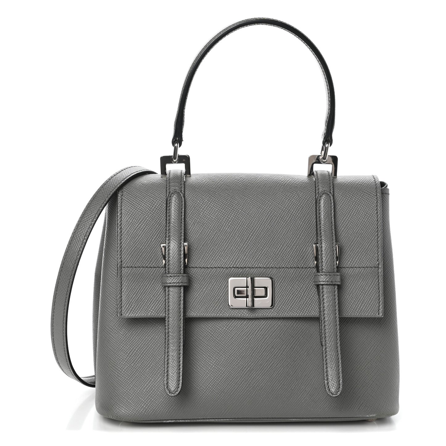 Saffiano Cuir Small Convertible Top Handle Tote Marmo