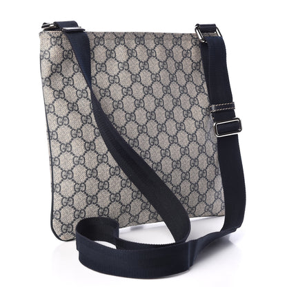 Gucci GG Supreme Monogram Small Flat Side Zip Messenger Bag Beige Blue 3 of 11