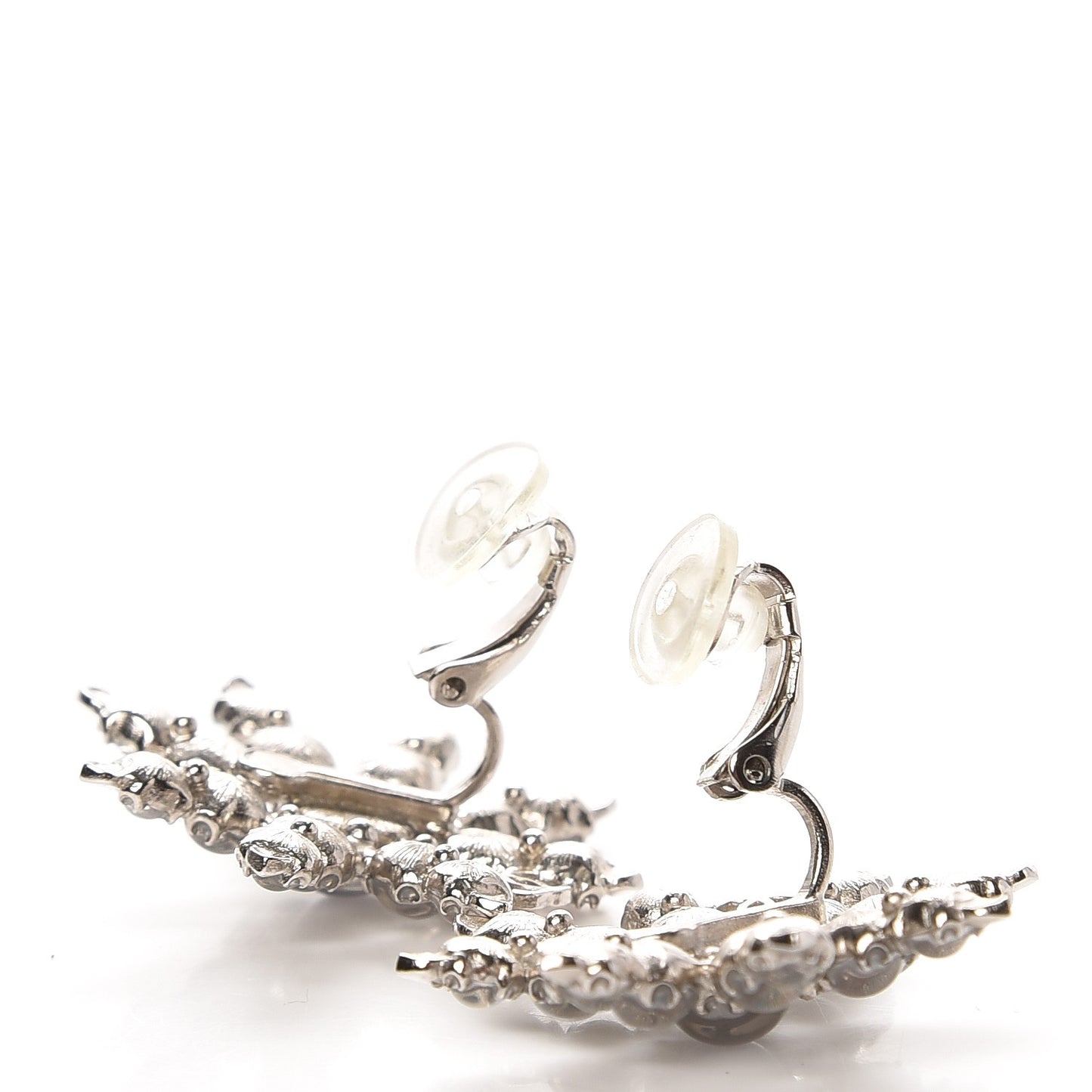Strass Crystal CC Snowflake Earrings Silver