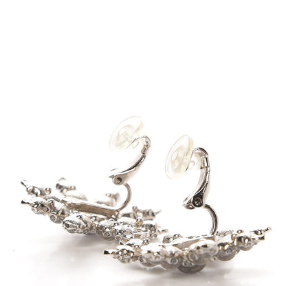Chanel Strass Crystal CC Snowflake Earrings Silver 4 of 4