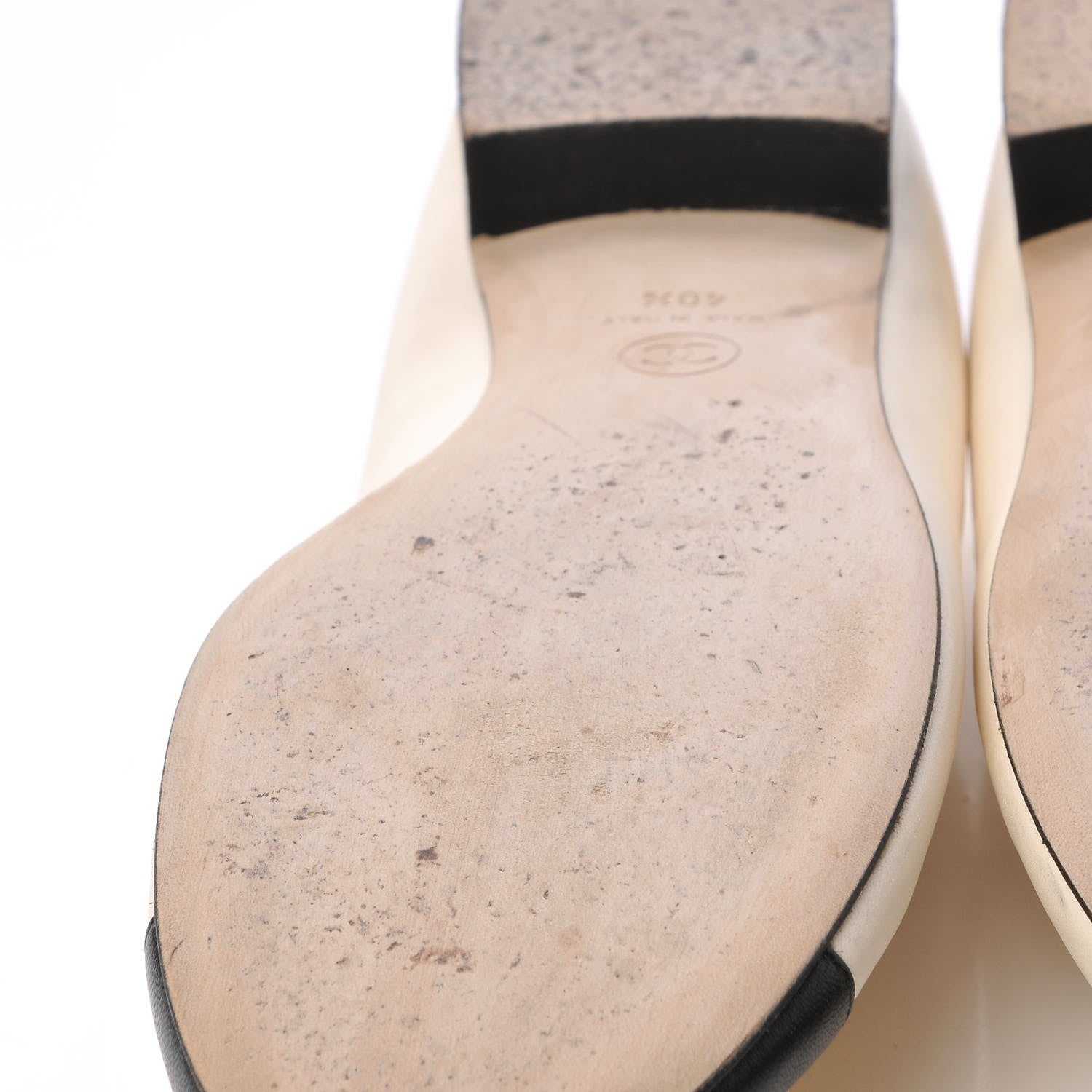 Chanel Lambskin Crystal CC Cap Toe Ballerina Flats 40.5 Beige Black 16 of 20