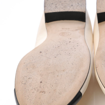 Chanel Lambskin Crystal CC Cap Toe Ballerina Flats 40.5 Beige Black 16 of 20