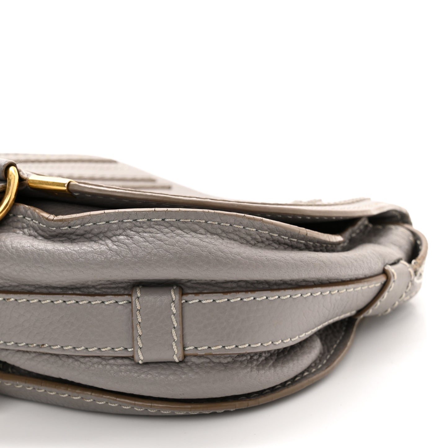 Calfskin Mini Marcie Round Crossbody Bag Grey