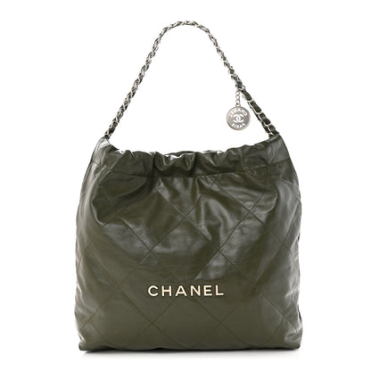Chanel Shiny Calfskin Quilted Chanel 22 Khaki 3 of 11