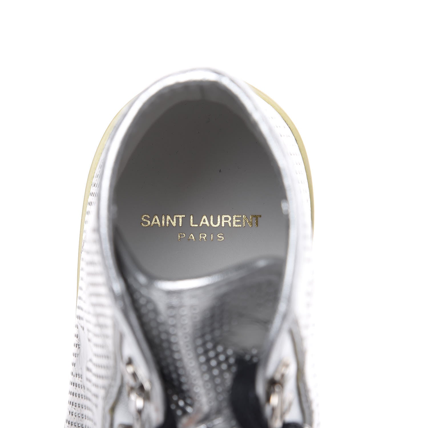 Saint Laurent Metallic Calfskin Lambskin Star Rivington High Top Sneakers 39 Argento 6 of 11