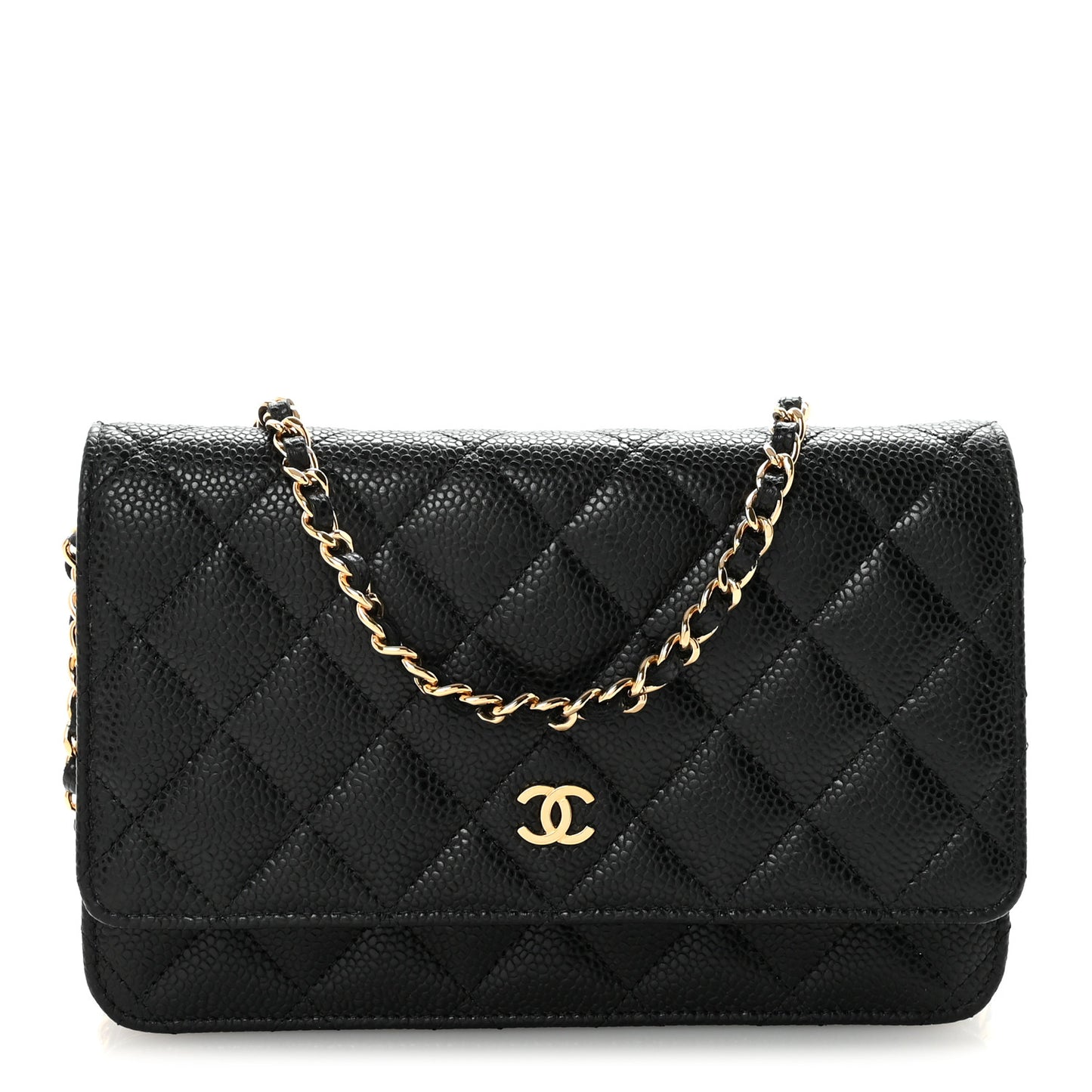 Caviar Quilted Wallet on Chain WOC Black