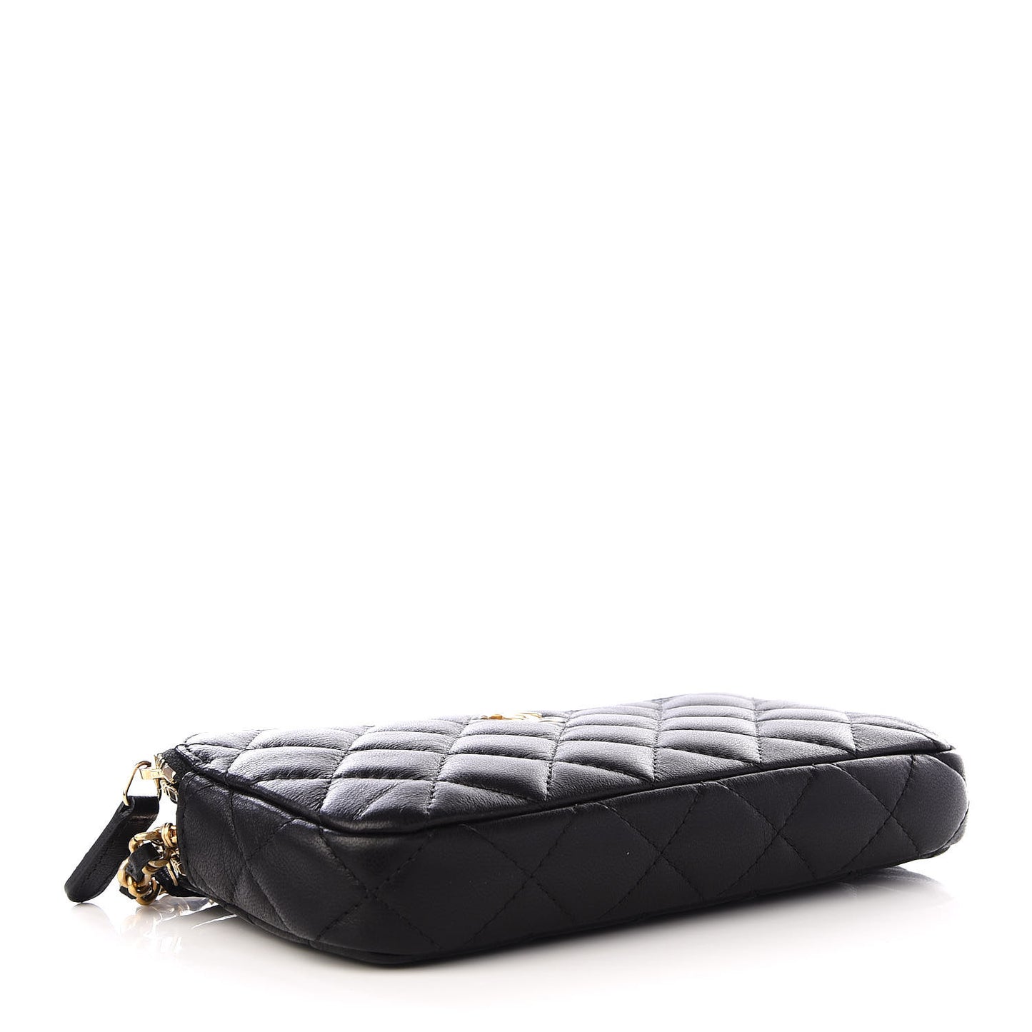 Lambskin Quilted Small Clutch With Chain Black