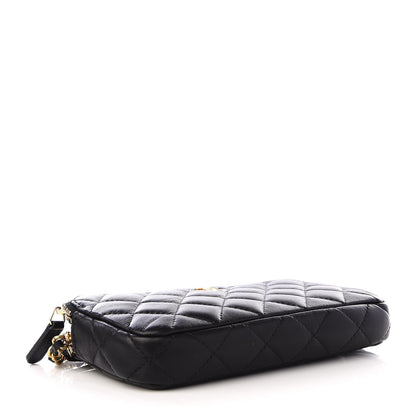 Chanel Lambskin Quilted Small Clutch With Chain Black 3 of 9