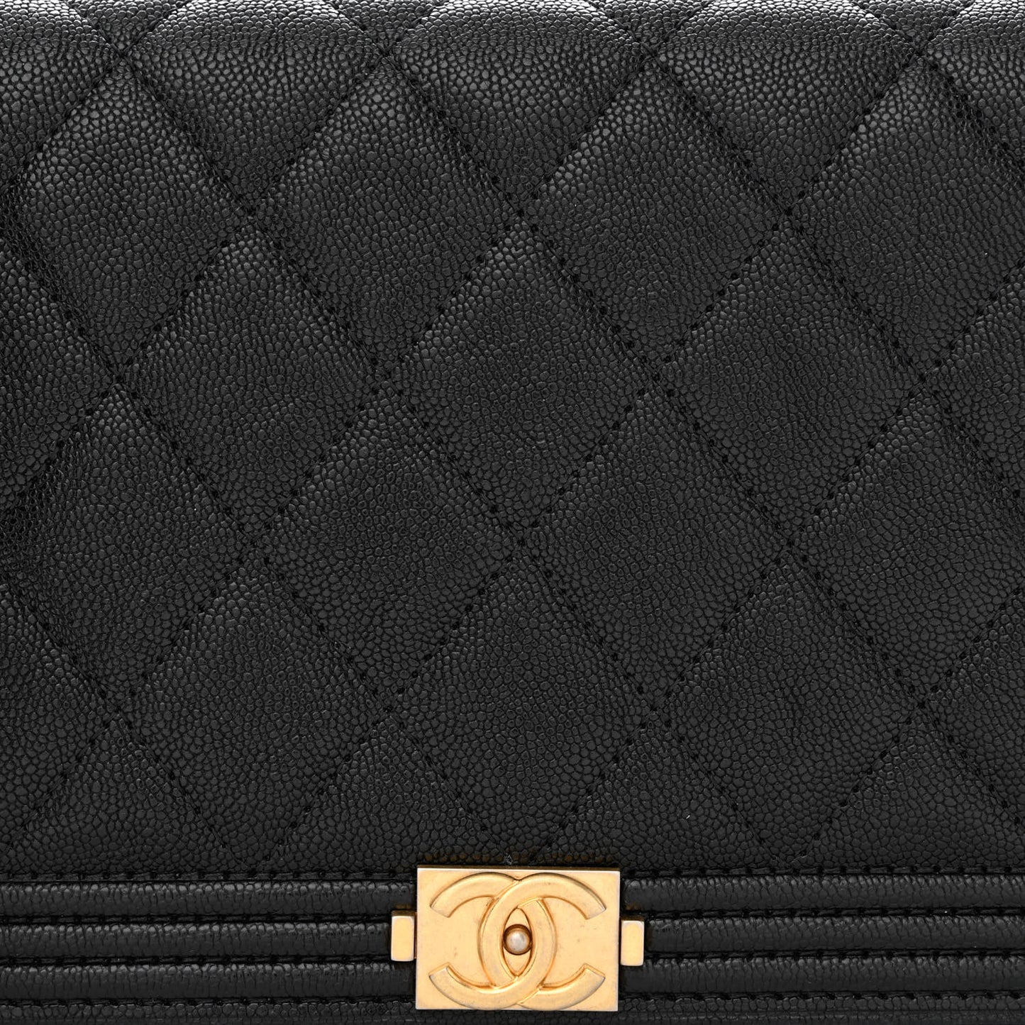 Caviar Quilted Boy Wallet On Chain WOC Black