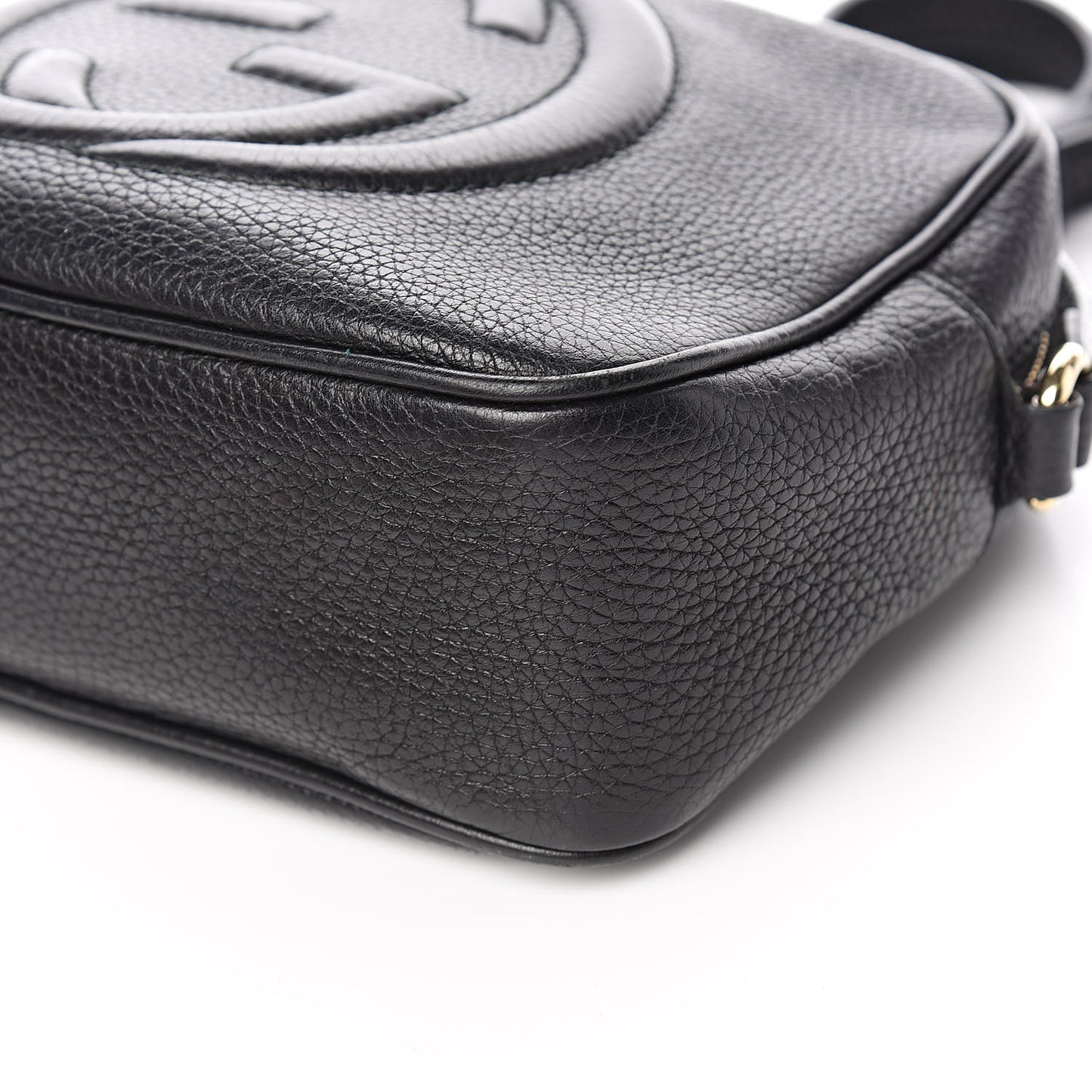 Pebbled Calfskin Small Soho Disco Bag Black