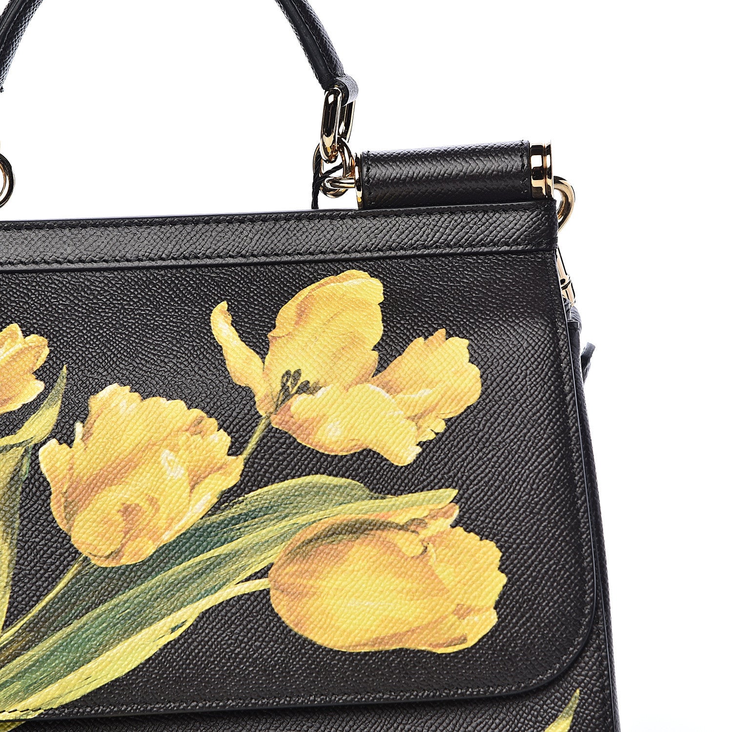 Dolce & Gabbana Dauphine Tulip Print Medium Miss Sicily Satchel Black 7 of 9