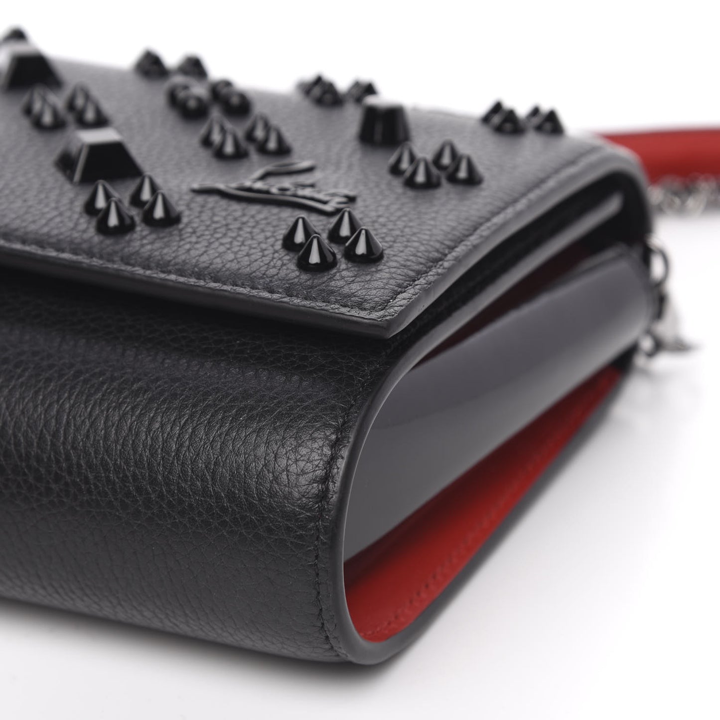 Calfskin Spikes Loubinthesky Paloma Clutch Black