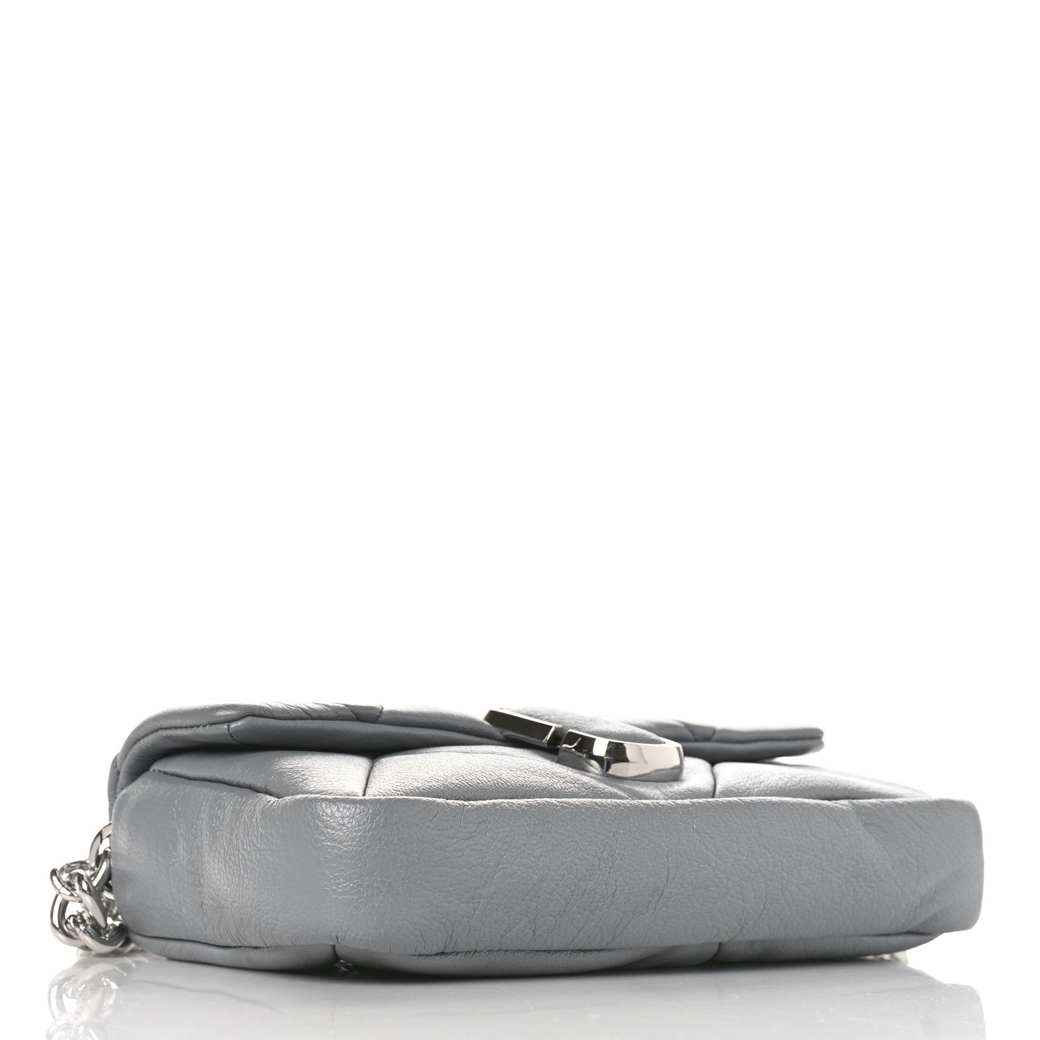 Marc Jacobs Goatskin Quilted J The Puffy Diamond Shoulder Bag Wolf Grey 4 of 8