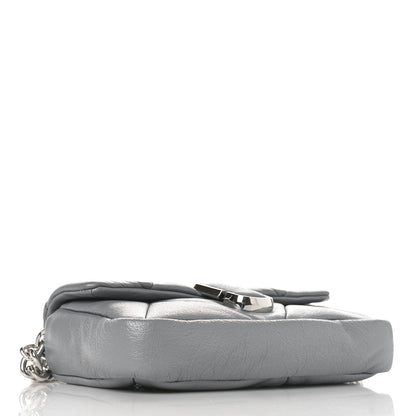 Marc Jacobs Goatskin Quilted J The Puffy Diamond Shoulder Bag Wolf Grey 4 of 8