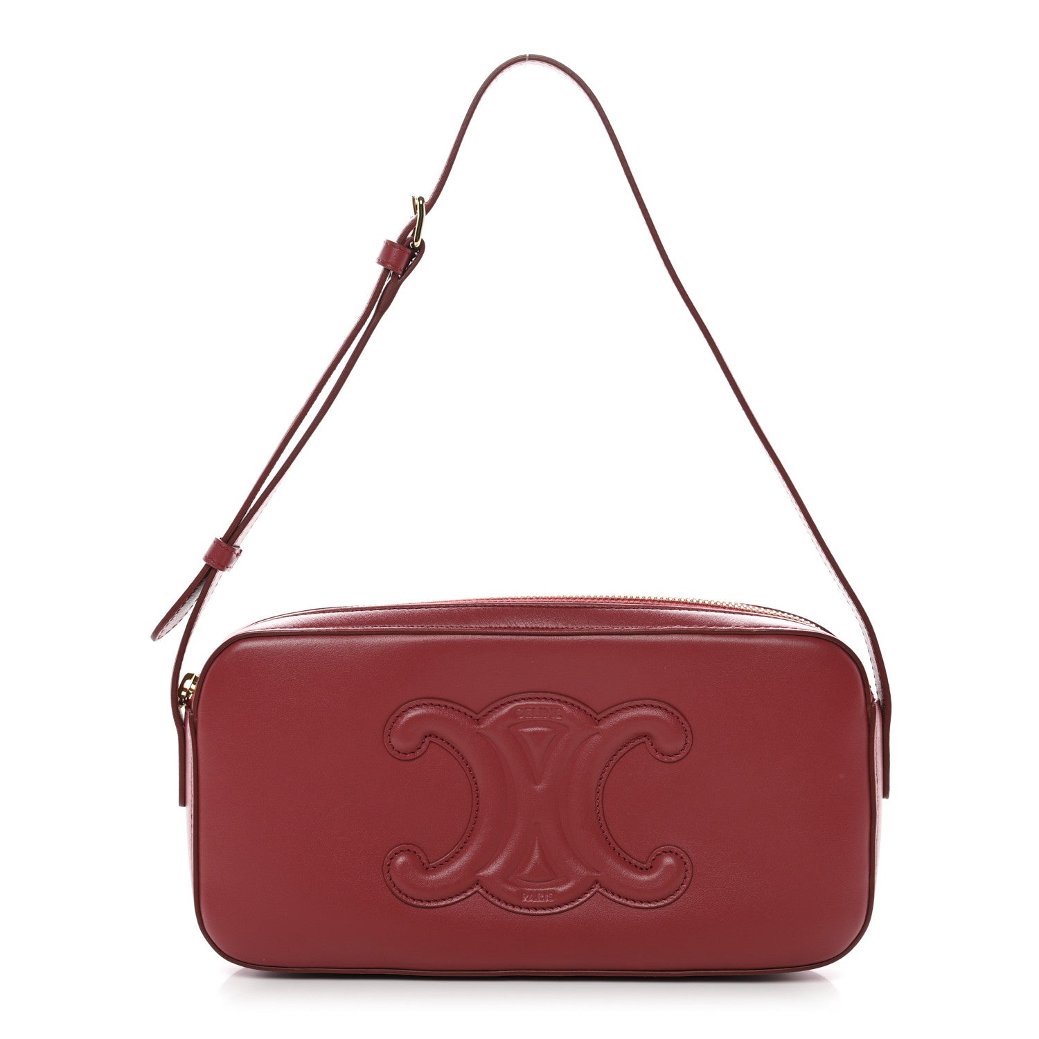Celine Smooth Calfskin Cuir Triomphe Camera Shoulder Bag Lipstick 1 of 12