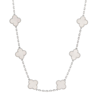Van Cleef & Arpels 18K White Gold Mother of Pearl 10 Motifs Vintage Alhambra Necklace 1 of 5