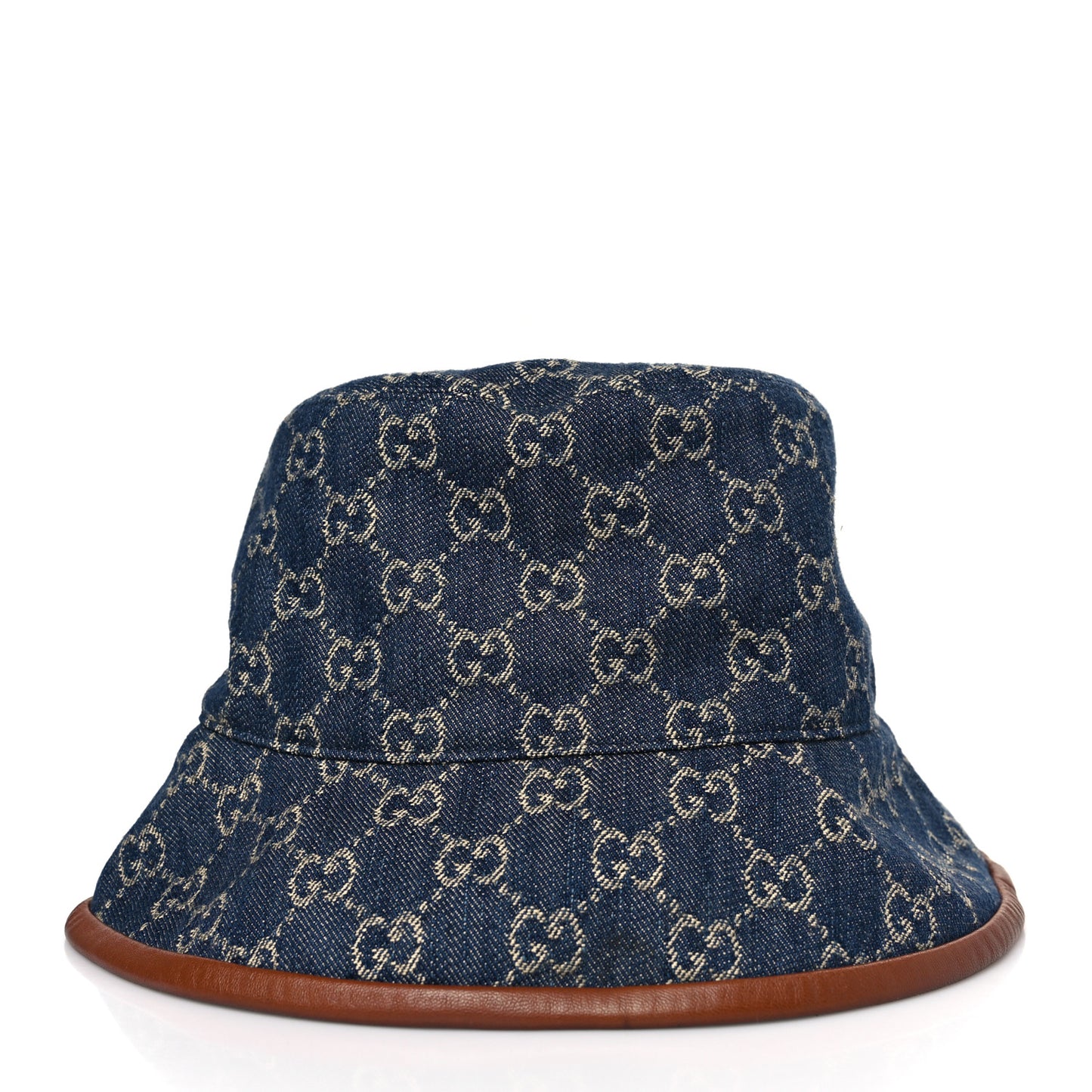 Washed Jacquard Denim Nappa GG Monogram Oscar Bucket Hat L Denim Cuir