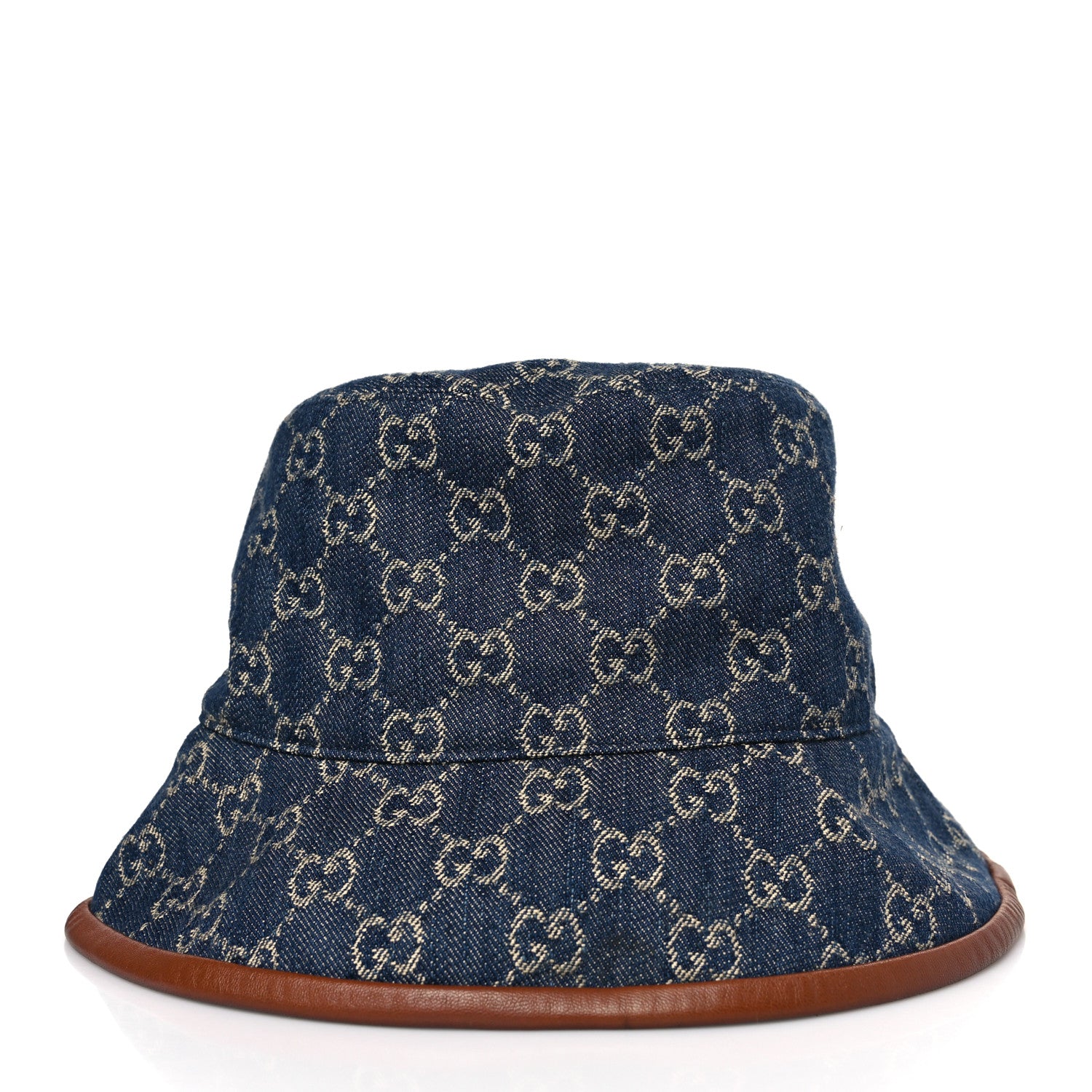 Gucci Washed Jacquard Denim Nappa GG Monogram Oscar Bucket Hat L Denim Cuir 3 of 7