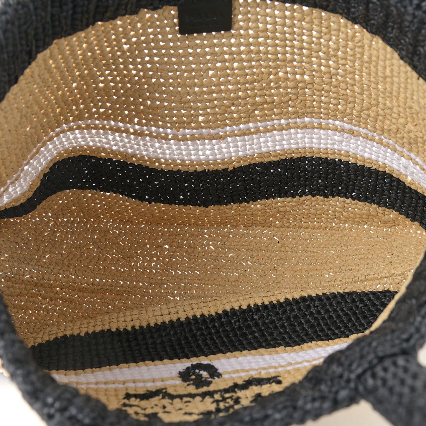 Raffia Logo Tote Naurale Black