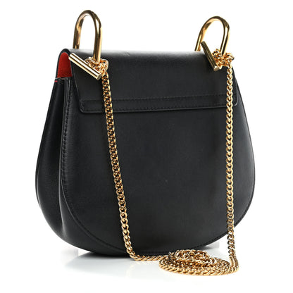 Chloe Suede Smooth Calfskin Mini Drew Shoulder Bag Plaid Red Black 2 of 6