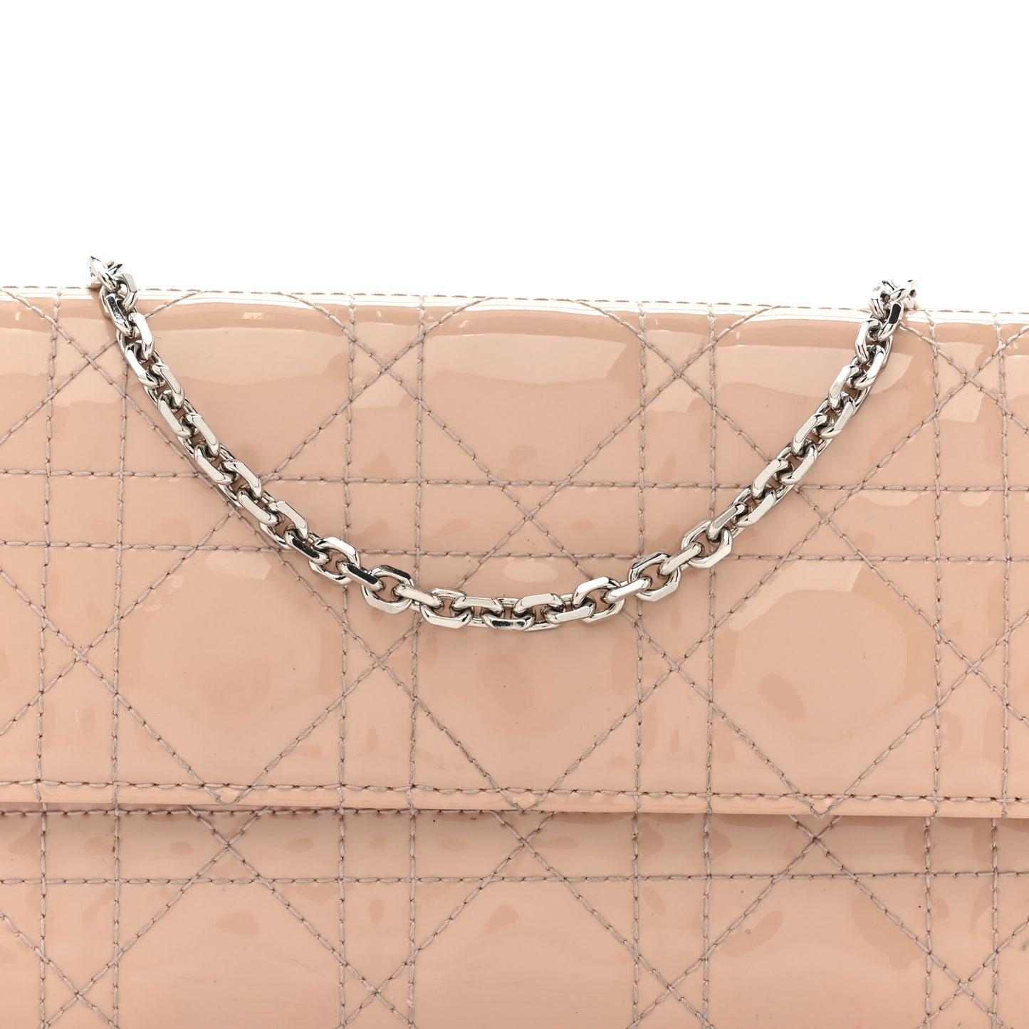 Patent Cannage Lady Dior Rendezvous Wallet On Chain Light Pink