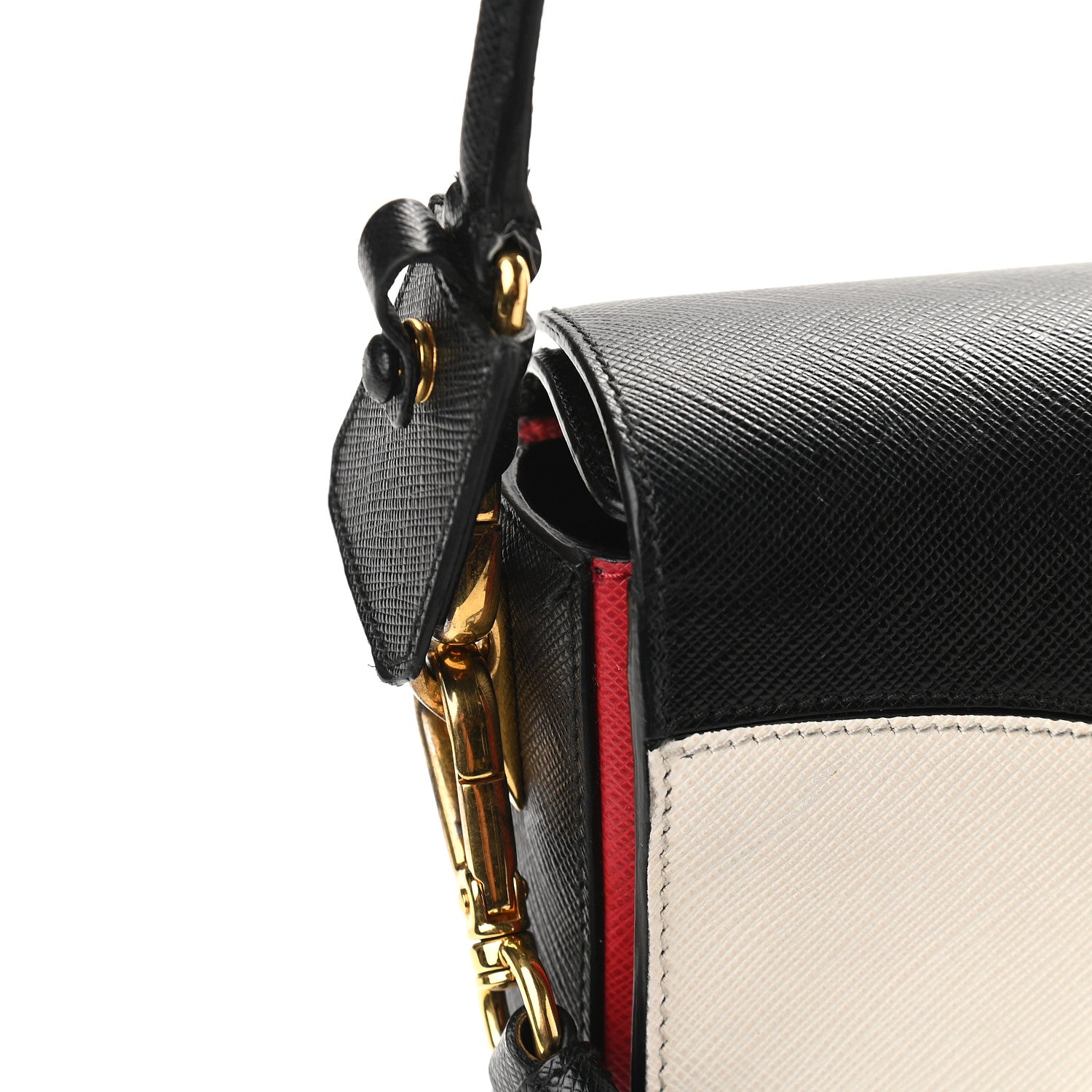 Prada Saffiano Bi-Color Top Handle Bag White Black 10 of 12