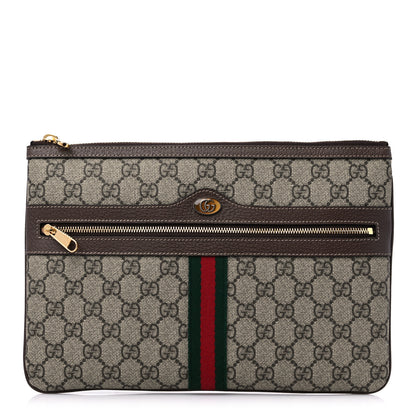 Gucci GG Supreme Monogram Large Ophidia Pouch Clutch Brown 1 of 9