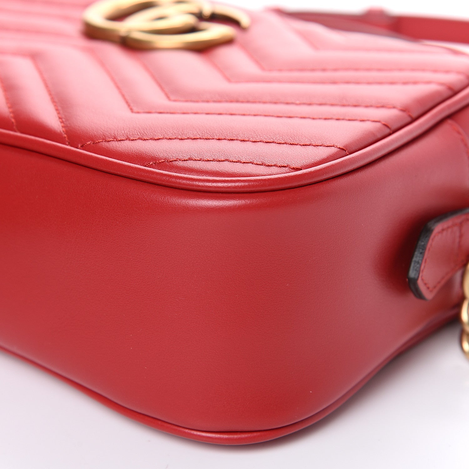 Gucci Calfskin Matelasse Small GG Marmont Chain Shoulder Bag Hibiscus Red 9 of 9