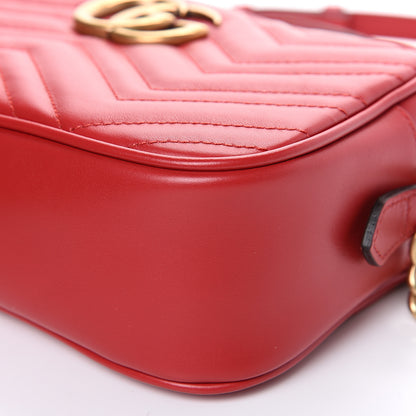 Gucci Calfskin Matelasse Small GG Marmont Chain Shoulder Bag Hibiscus Red 9 of 9