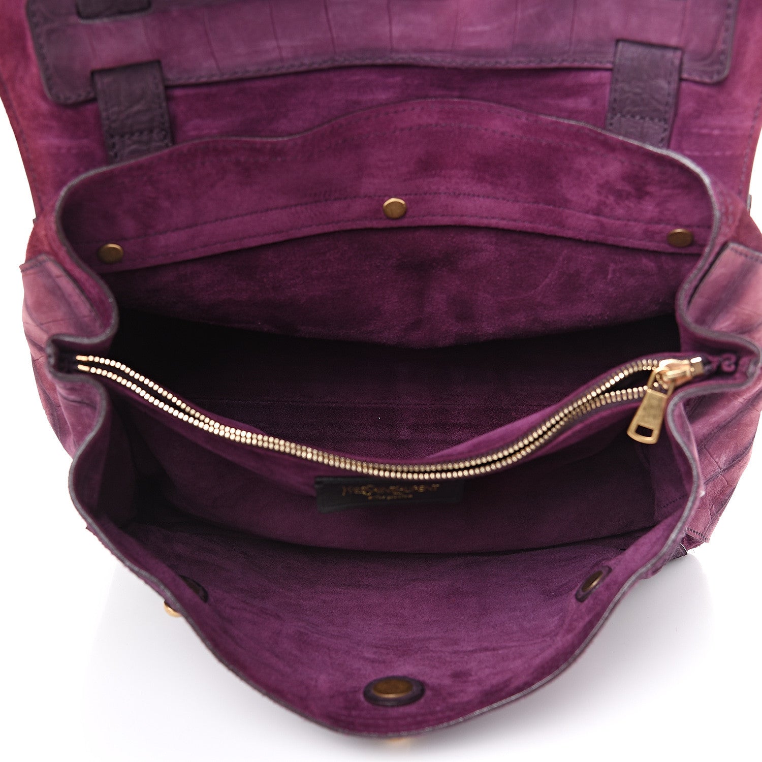 Saint Laurent Crocodile Embossed Nubuck Calfskin Medium Muse Two Purple 4 of 11