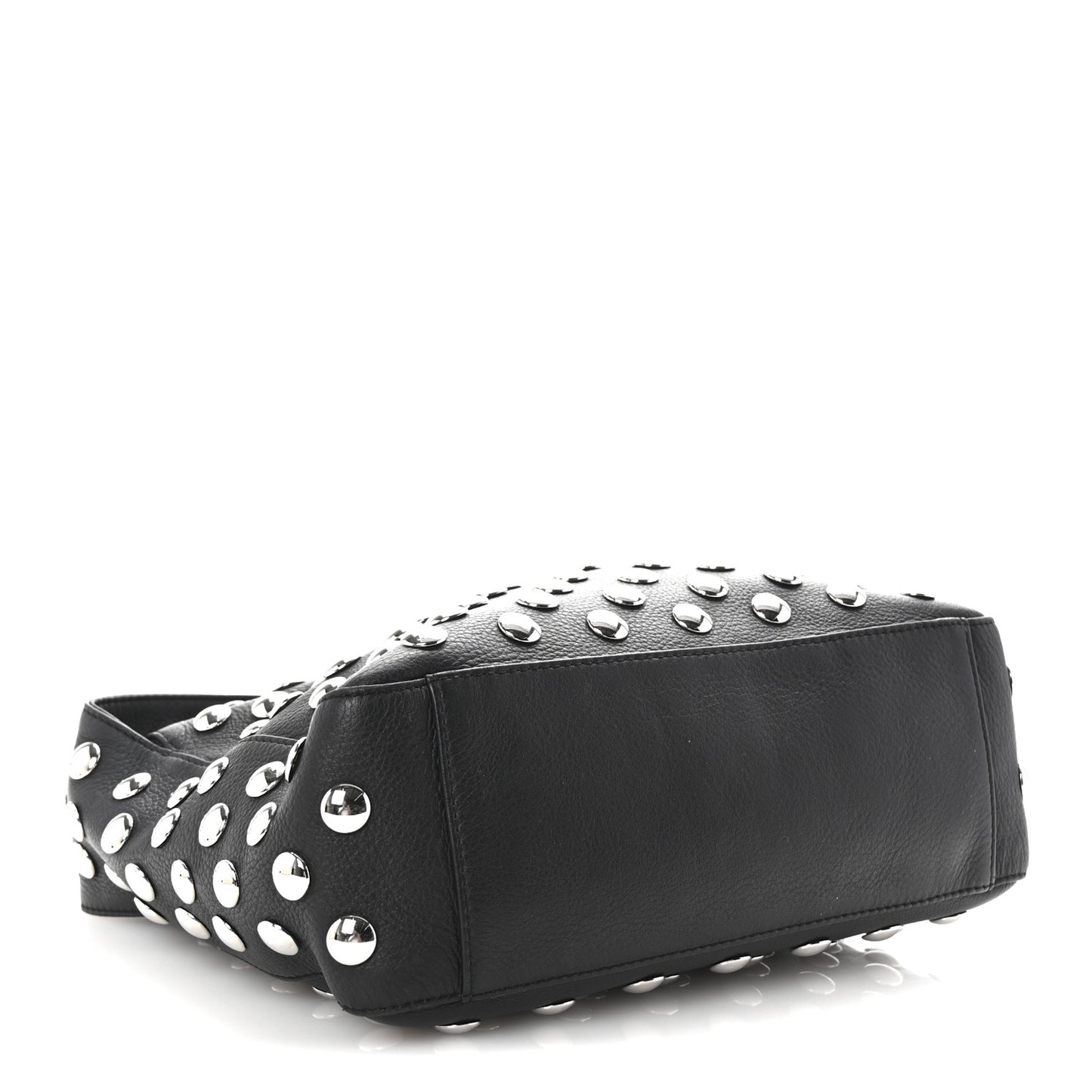 Pebbled Sport Calfskin Studded Elena Black