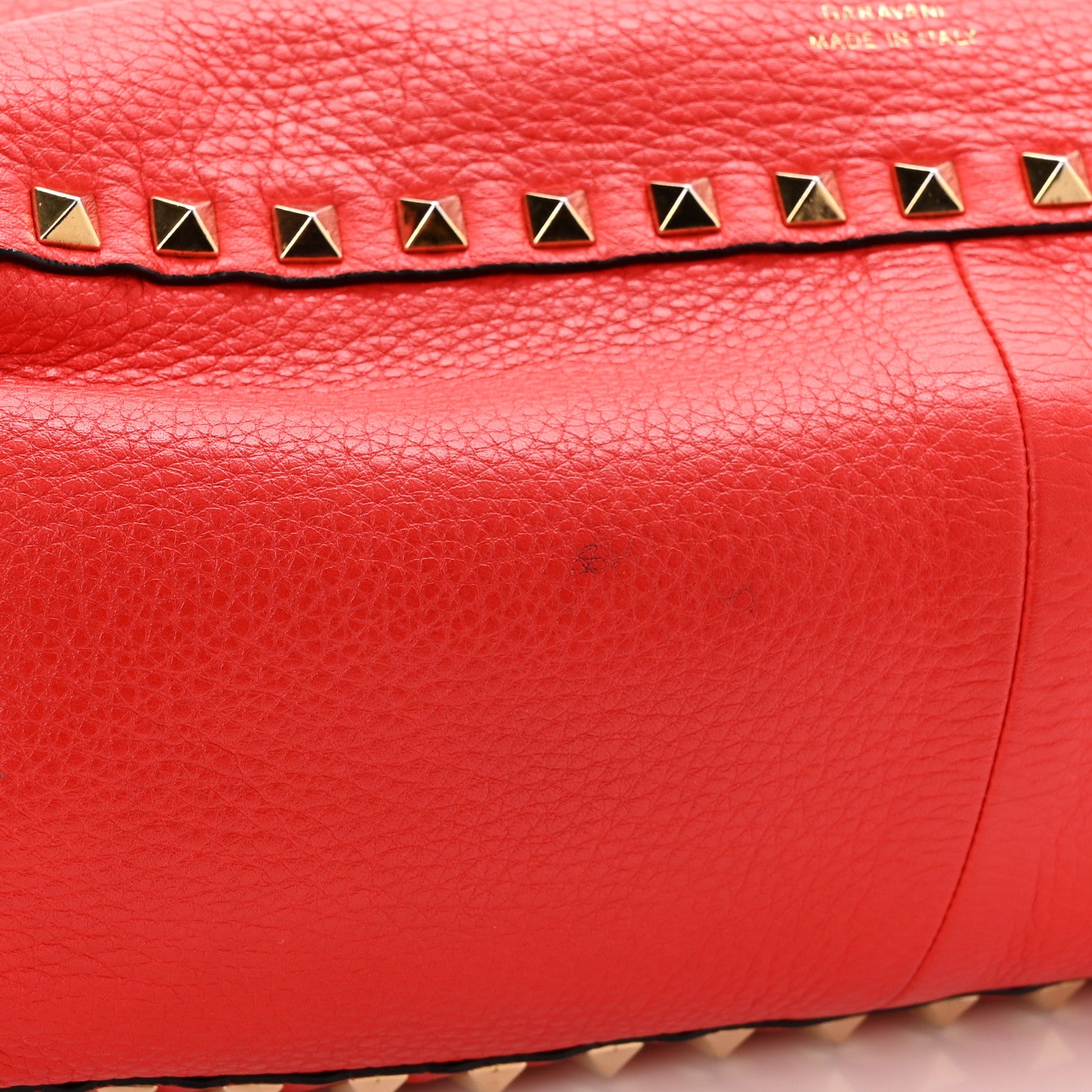 Valentino Garavani Grained Calfskin Medium Rockstud Reversible Tote Tan Red 17 of 19