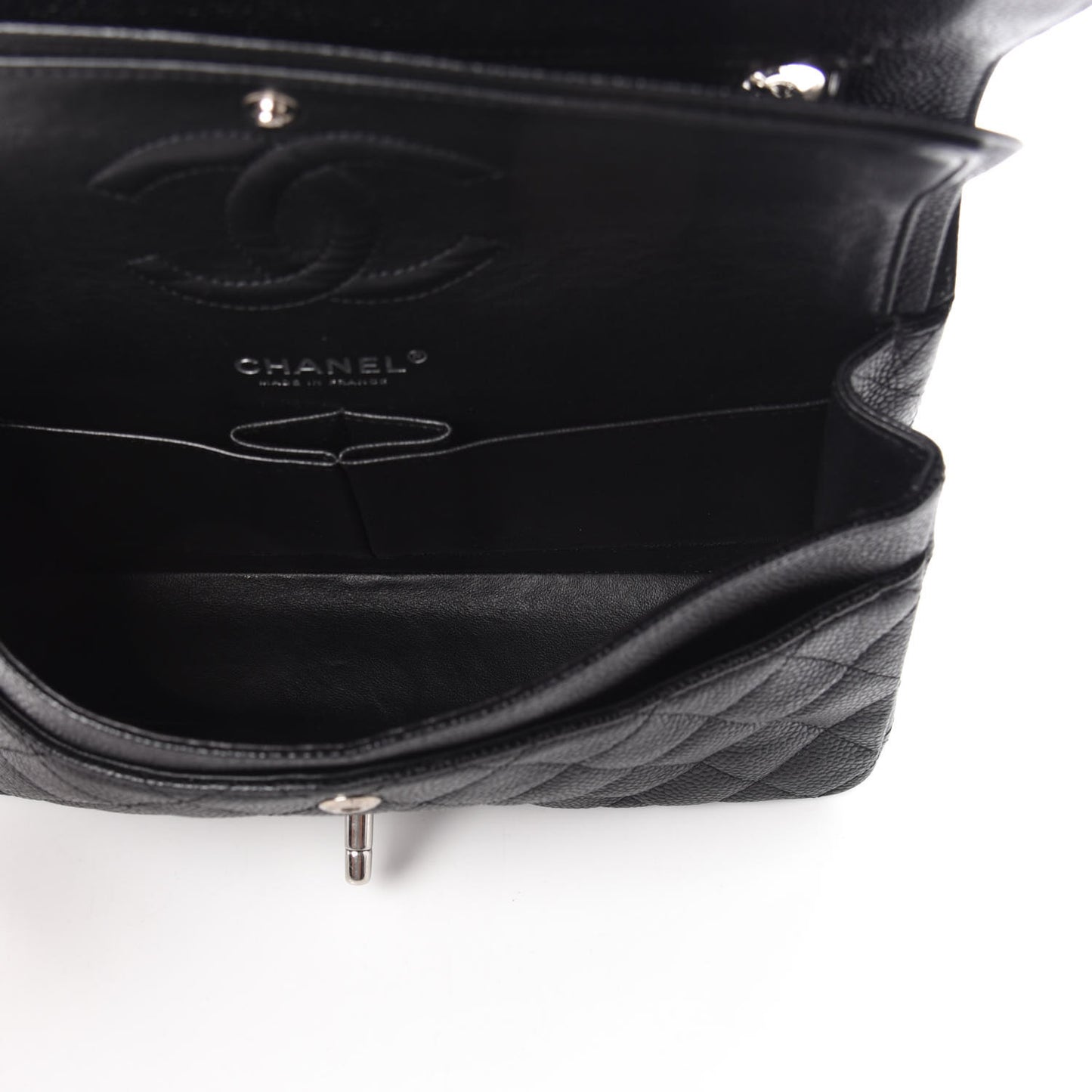 Caviar Quilted Medium Double Flap Black