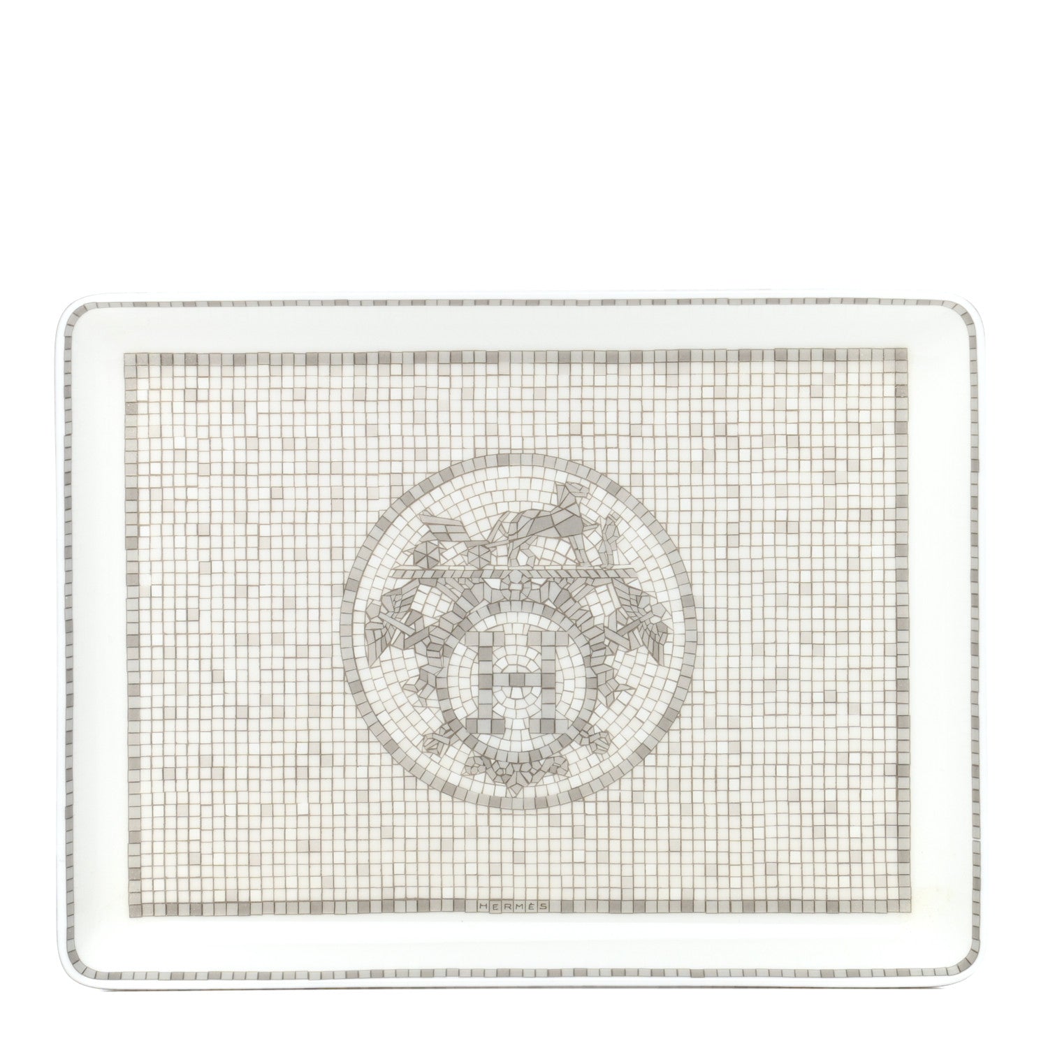 Hermes Porcelain Mosaique Au 24 Sushi Plate Platine 1 of 8