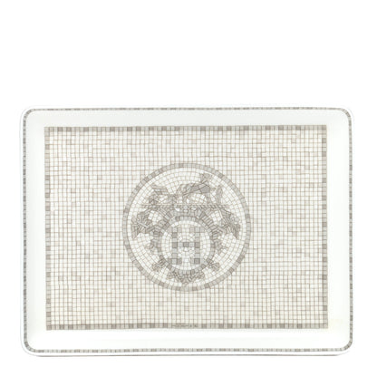Hermes Porcelain Mosaique Au 24 Sushi Plate Platine 1 of 8
