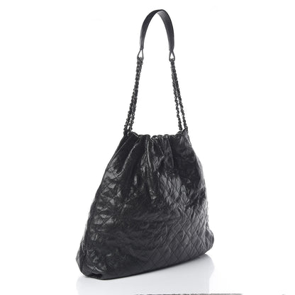 Chanel Distressed Glazed Caviar Quilted Large Elastic Tote Black 3 of 18