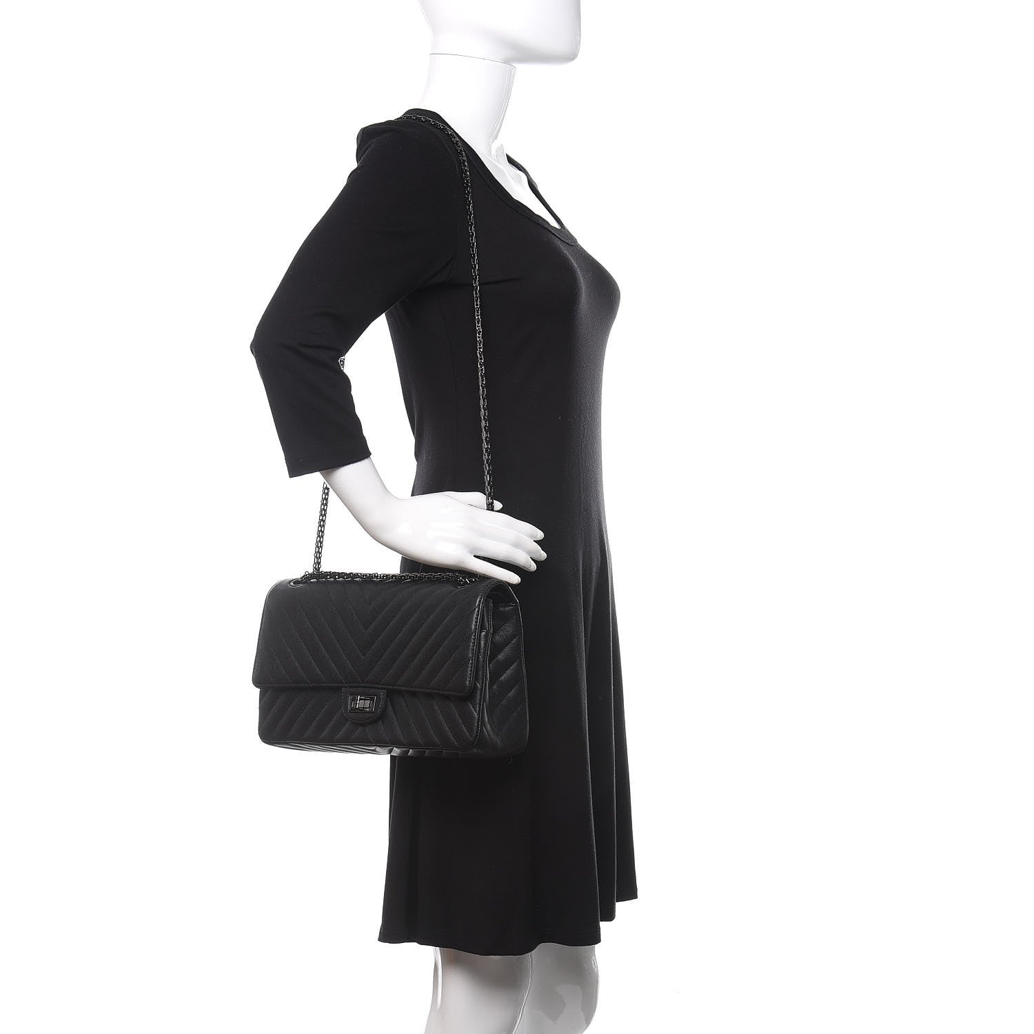 Chanel Sheepskin Chevron Quilted 2.55 Reissue 226 Flap So Black 2 of 14