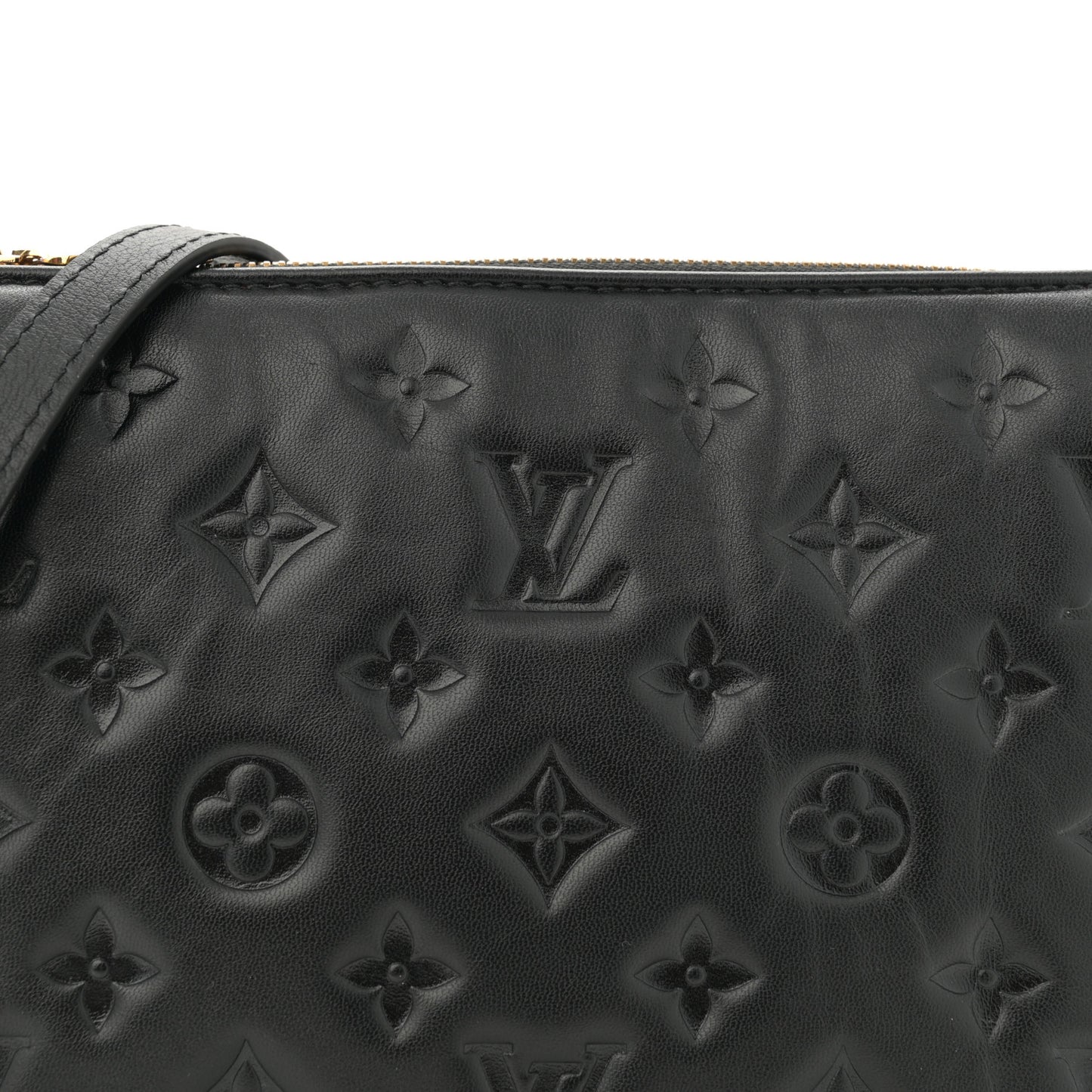 Lambskin Embossed Monogram Coussin BB Black