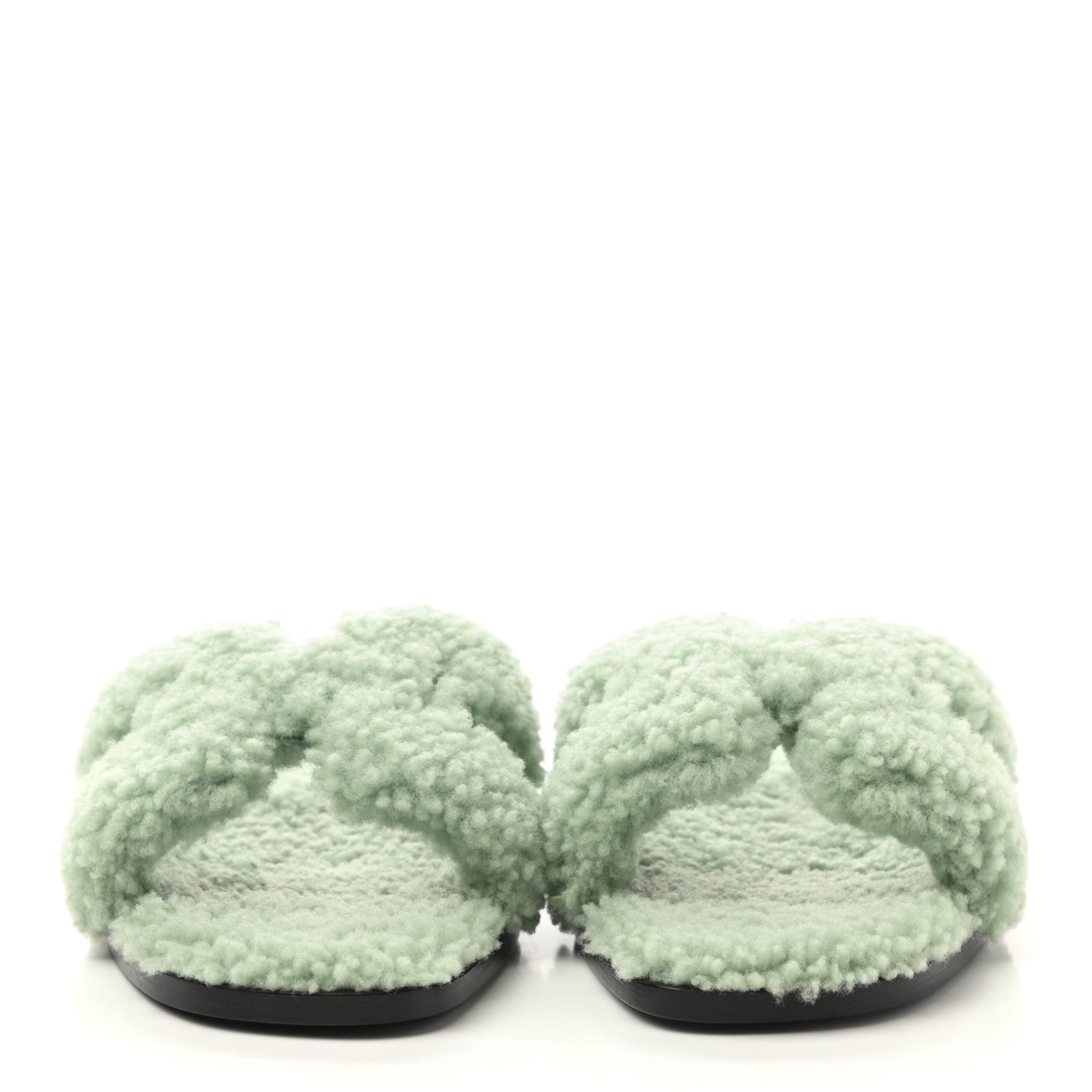 Hermes Woolskin Oran Sandals 36 Vert D'Eau 2 of 8