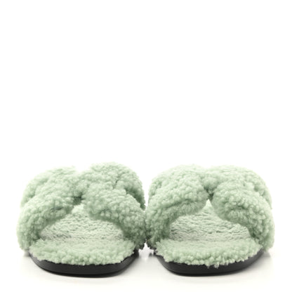 Hermes Woolskin Oran Sandals 36 Vert D'Eau 2 of 8