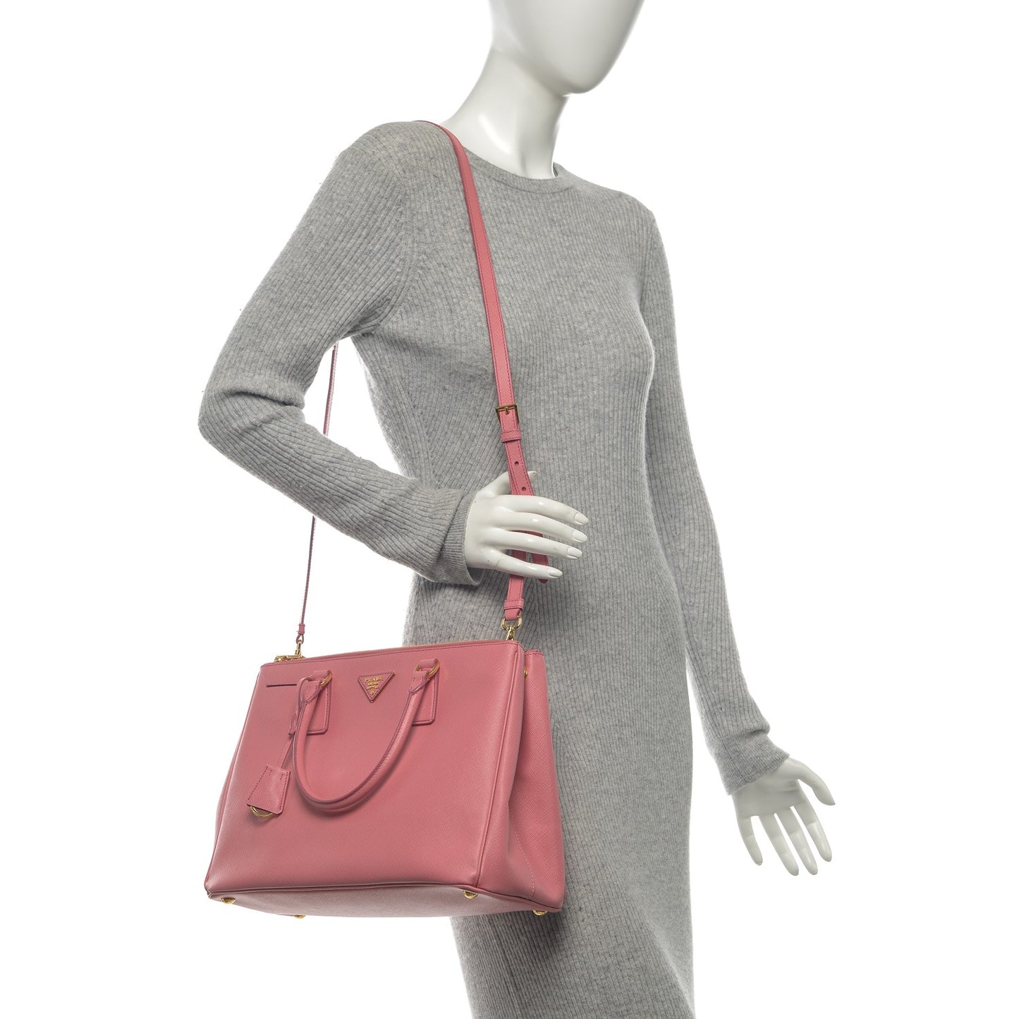 Saffiano Medium Galleria Double Zip Tote Geranio