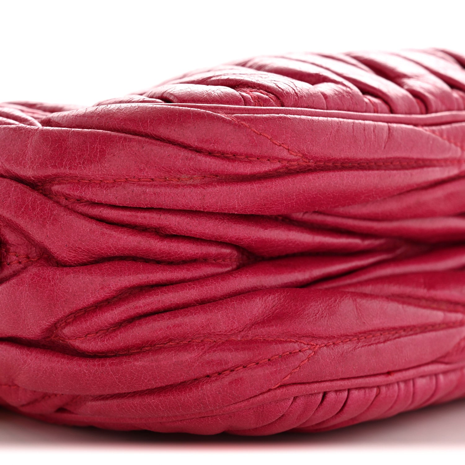 Miu Miu Vitello Lux Matelasse Zip Shoulder Bag Fuxia 8 of 11